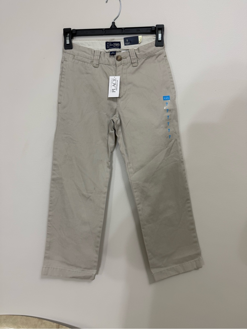 The Children’s Place Chino Pants Boys Uniform Beige adjustable Waist Size 7 NWT!